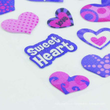 Блеск цвета в форме сердца ПВХ рекламные подарки декоративные пухлые наклейки для детей